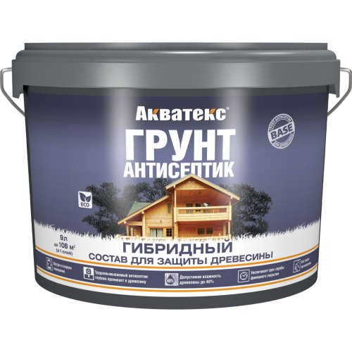 АКВАТЕКС грунт-антисептик для древесины гибридный для внутренних и наружных работ
