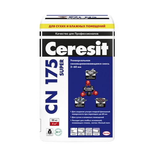 Ceresit CN 175 Super / Церезит смесь самовыравнивающаяся с армирующими волокнами