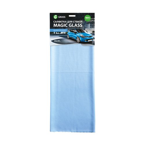 Салфетка для стекол Grass, микрофибра, 30 x 30 см, голубая