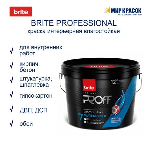 Brite Professional Ti Pure Quality / Брайт моющаяся влагостойкая краска для стен и потолков фото 3