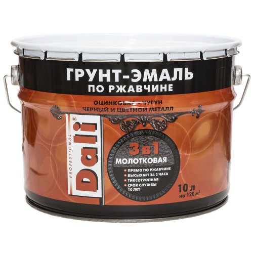 Dali / Дали Грунт-эмаль по ржавчине 3 в 1 молотковая алкидная фото 8