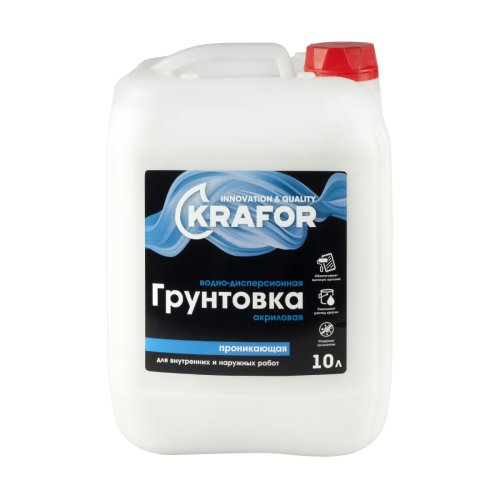 Грунтовка проникающая для наружных и внутренних работ Krafor,