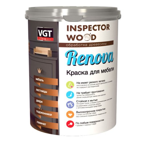 VGT / ВГТ краска для мебели полиуретановая полуматовая супербелая