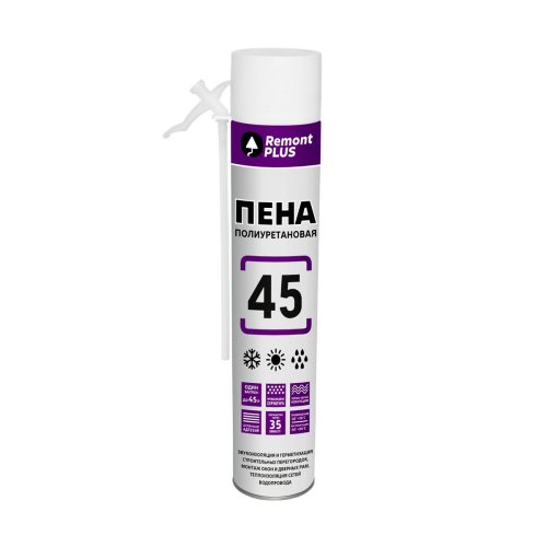 Пена монтажная бытовая Remont Plus 45, всесезонная, 410 мл