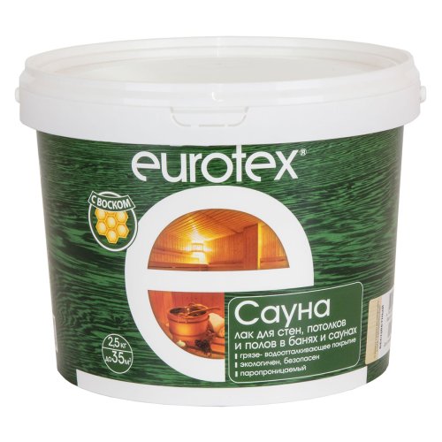 Eurotex/ Евротекс Сауна лак для стен в саунах акриловый фото 3