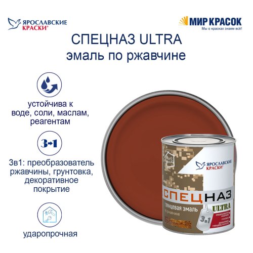 Ярославские Краски Спецназ Ultra грунт эмаль по ржавчине глянцевая фото 3