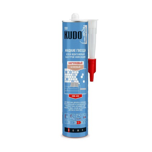 Клей монтажный быстрой фиксации Kudo KBK 400, каучуковый, 300 мл, бежевый