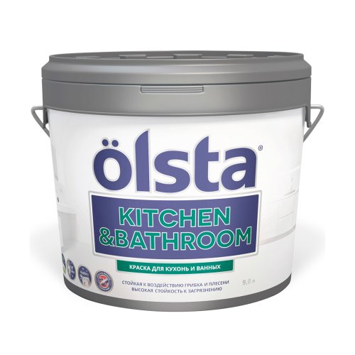 Краска для кухни и ванной Olsta Kitchen&Bathroom, акриловая, матовая