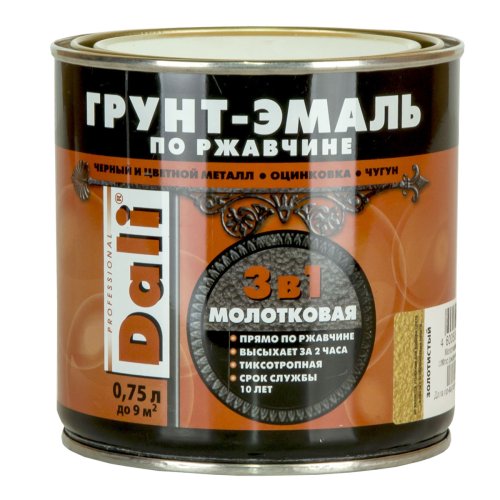 Dali / Дали Грунт-эмаль по ржавчине 3 в 1 молотковая алкидная фото 2
