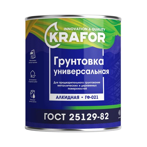 Грунтовка ГФ-021 по дереву и металлу Krafor, алкидная