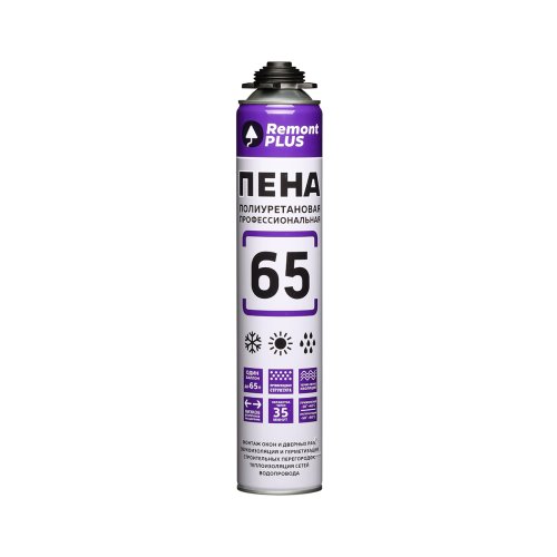 Пена монтажная профессиональная Remont Plus 65 PRO, всесезонная, 750 мл