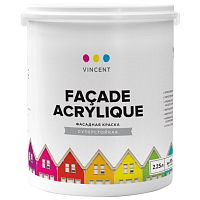 VINCENT FACADE ACRYLIQUE F 2 / ВИНСЕНТ ФАСАД АКРИЛИКЕ Ф 2 краска фасадная, суперстойкая, матовая