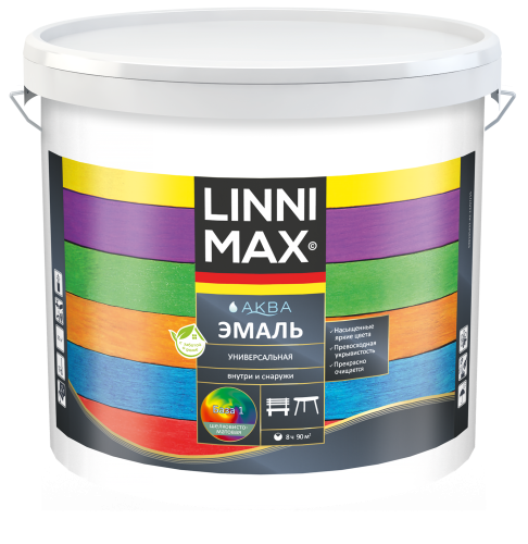 LINNIMAX / ЛИННИМАКС АКВА эмаль акриловая универсальная атмосферостойкая для вн/нар шелк-матовая фото 5