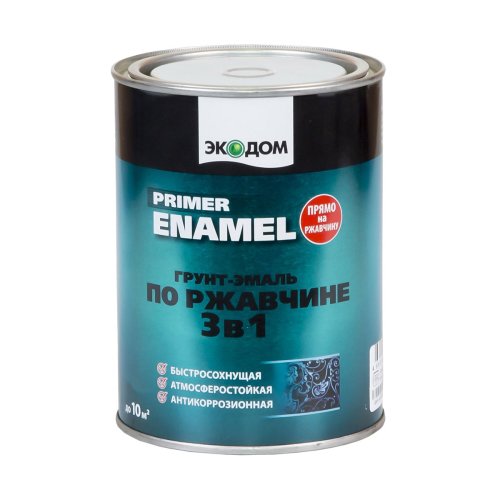 Экодом Грунт-эмаль по ржавчине 3 в 1 гладкая полуматовая